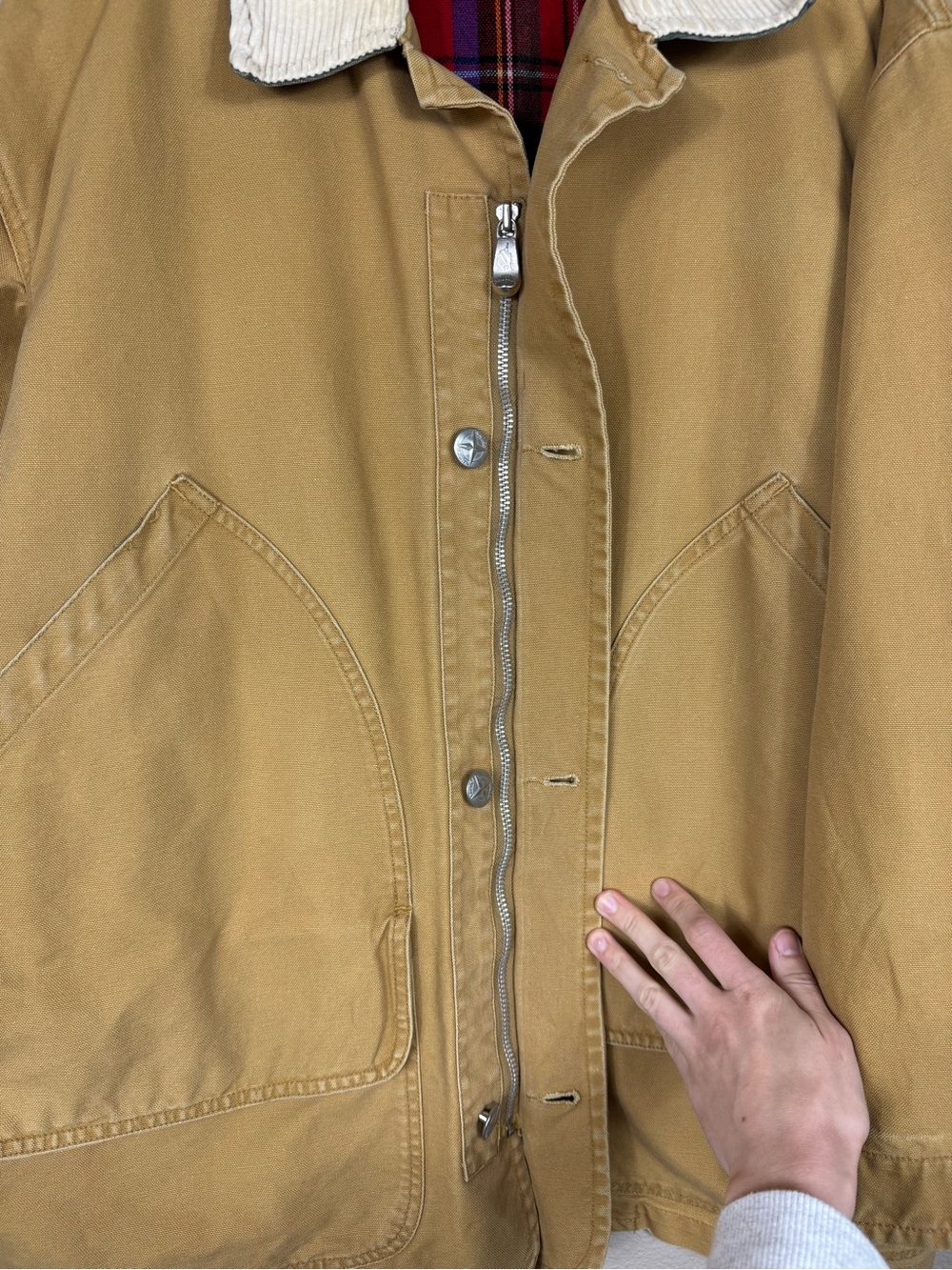Vintage Y2K Nautica Barn Field Canvas Full Zip Wool Plaid Blanket Liner Coat E - Picture 8 of 13